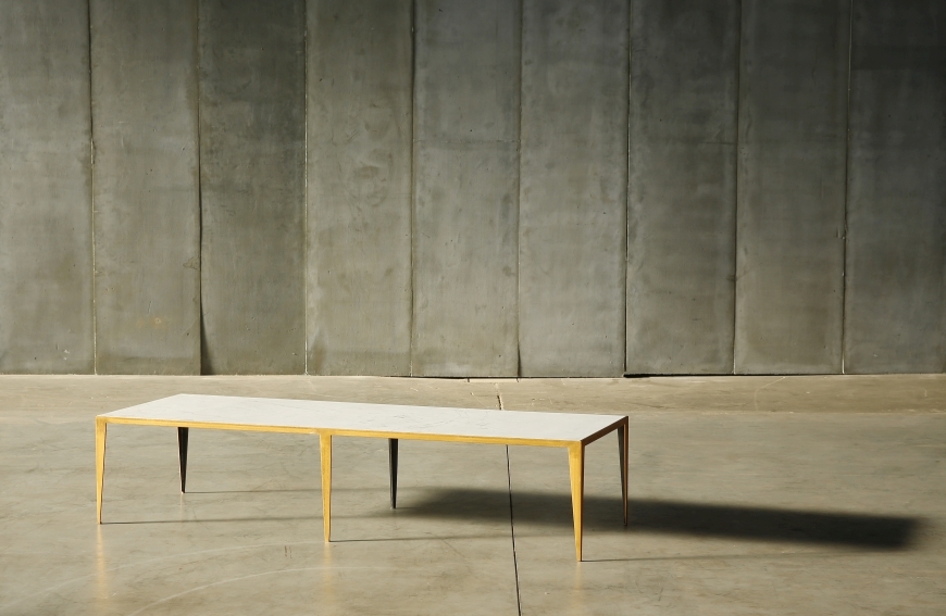 table basse, Heerenhuis, métal et marbreblanc, taille standard