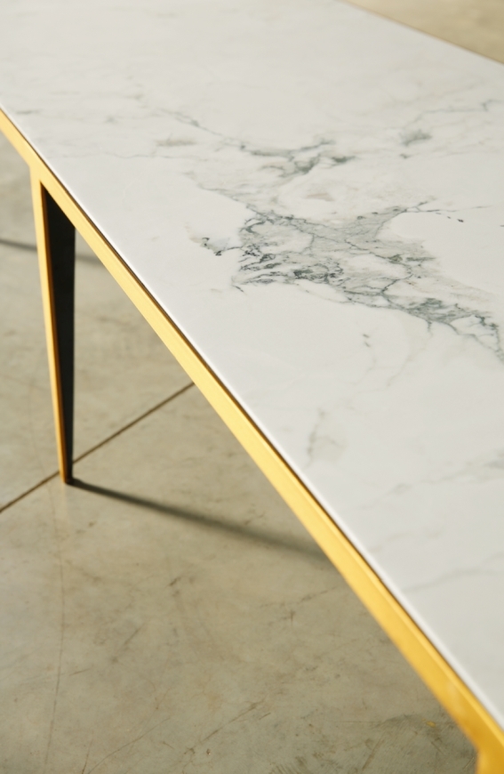 table basse, Heerenhuis, métal et marbre, taille standard
