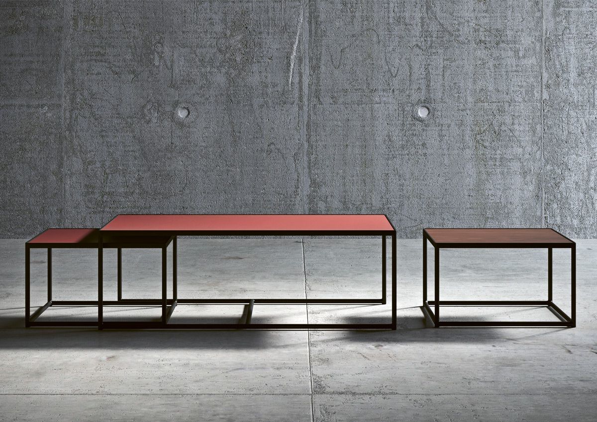 set de 3 tables basses ceramique et acier collection italienne imperial line