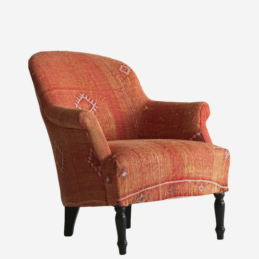 fauteuil Andrew Martin modèle Victoria tissu moroccan orange 